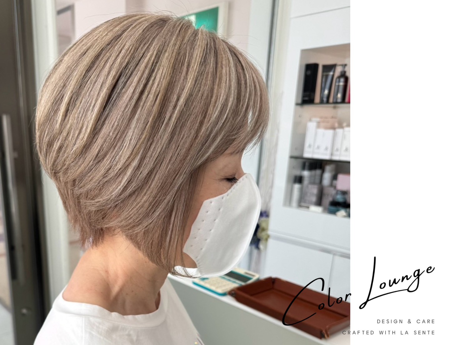 高槻カラーラウンジ白髪ぼかしハイライトデザインカラーの写真③